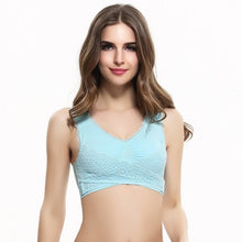 Load image into Gallery viewer, M-3XL Women Underwear Sexy Lingerie Lace Solid Color Cross Side Buckle Wireless Push up Breathable Sleep Sports Bra dropshipping